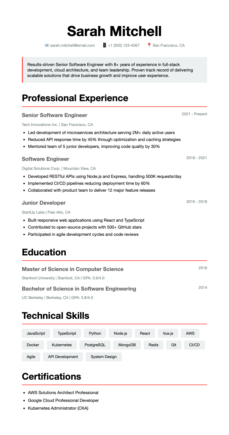 Swiss international resume - Swiss-style Resume with grid-based layout and mathematical precision. Perfect for design-conscious professionals seeking international opportunities.